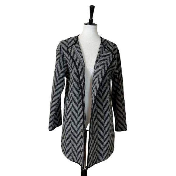 Talbots Women's Wool Blend Coat Zip Front Gray Black Herringbone Size XS - Picture 6 of 13